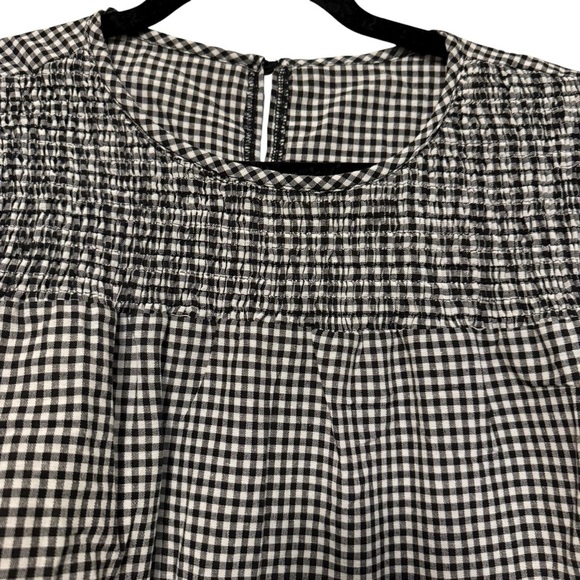 Black & White Gingham Smocked Blouse – Size M - Picture 2 of 6